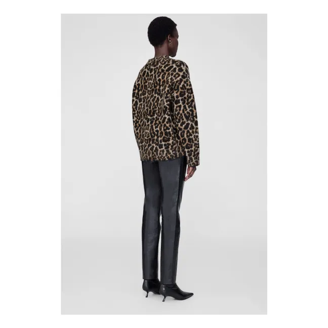 Jersey Sydney de lana y alpaca con leopardo | Marrón