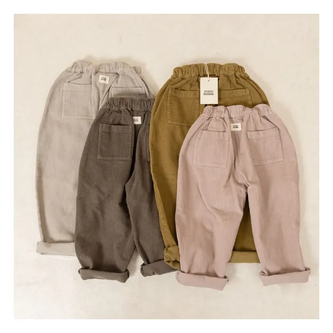 Karottenhose aus geripptem Velours Bio-Baumwolle | Grau