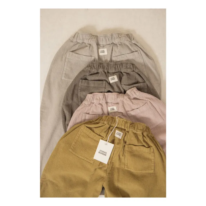 Pantalon Carrot Velours Côtelé Coton Bio | Gris- Image produit n°2
