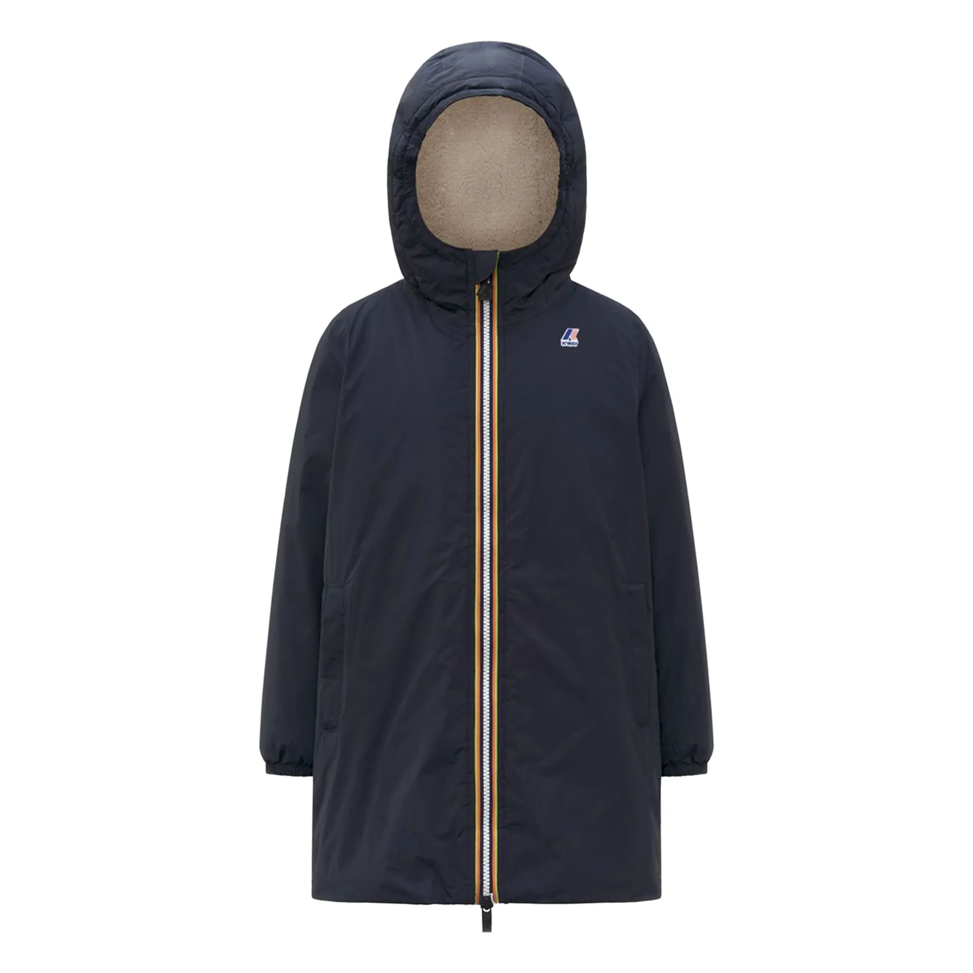 K-Way Unisex Navy Blue Parka Imperméable Fourrée Le Vrai 4.0 Eiffel Orsetto
