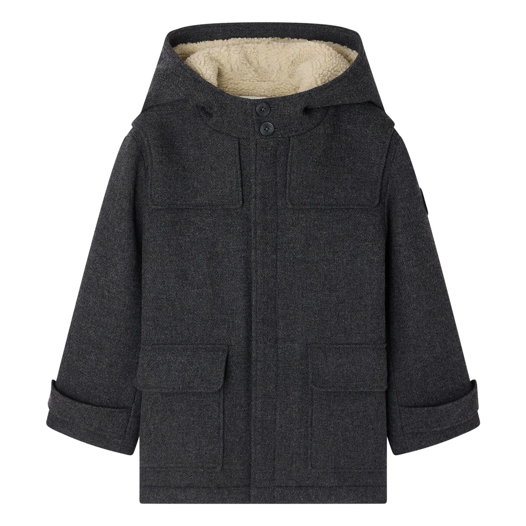 Bonpoint Boys Dark Grey Julien Drap De Laine Coat