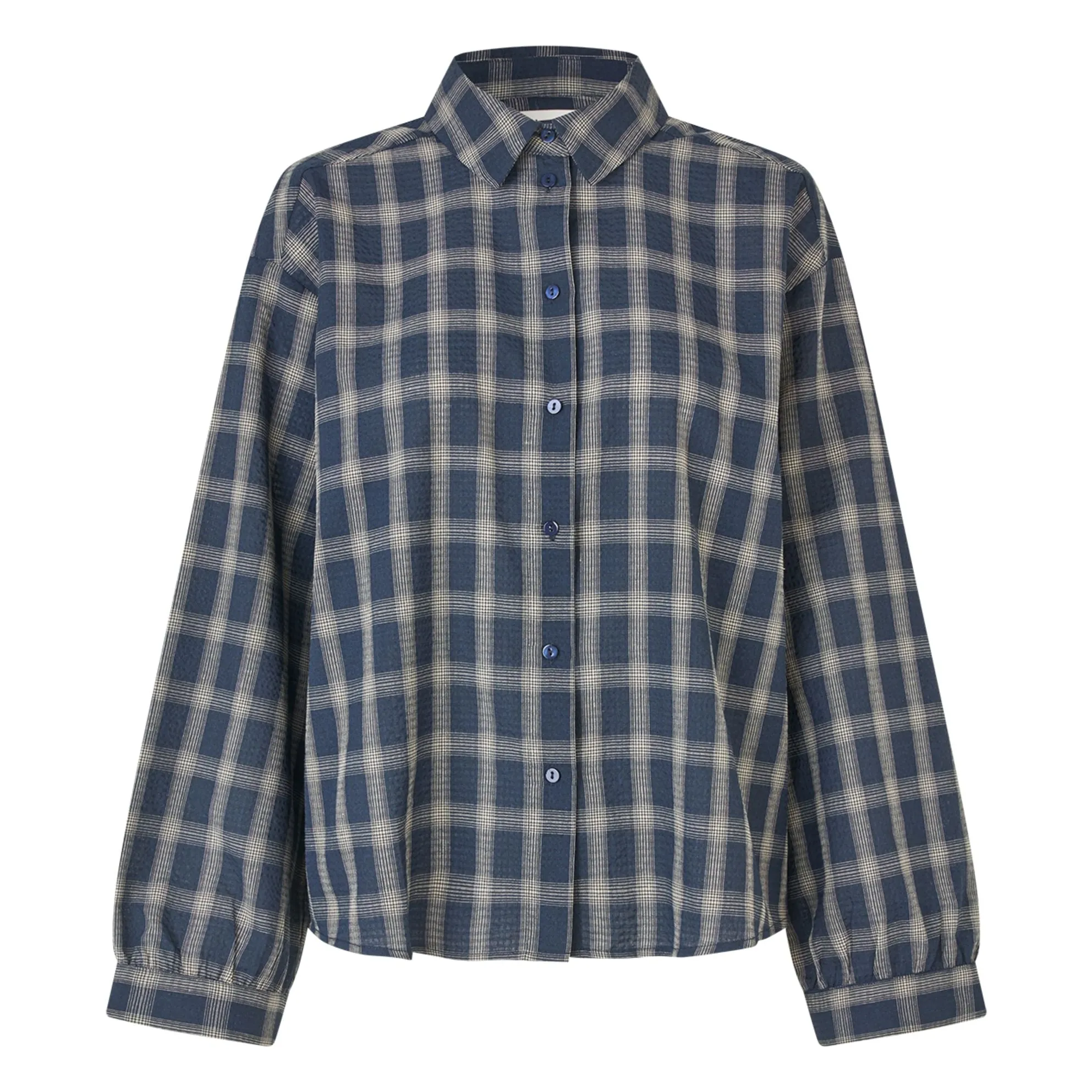 Lollys Laundry Dark Blue Siv Carreaux Shirt