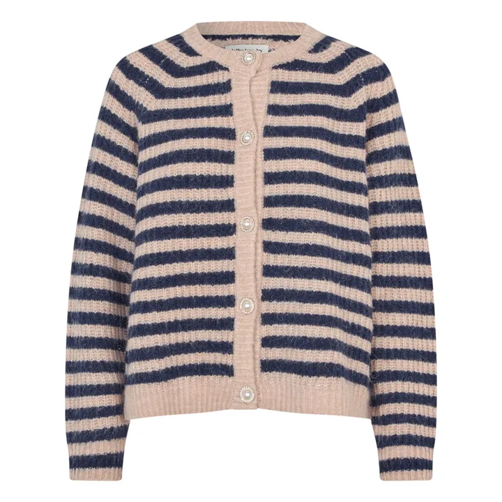 Cardigan Nova Rayé | Bleu foncé- Image produit n°0