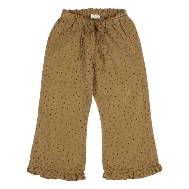 Pantalones acampanados de pana suave de algodón orgánico | Ocre