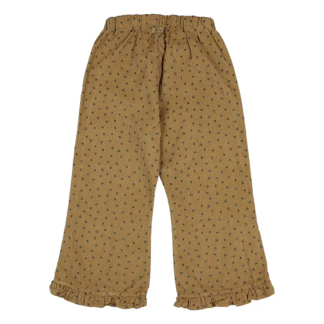 Pantalones acampanados de pana suave de algodón orgánico | Ocre