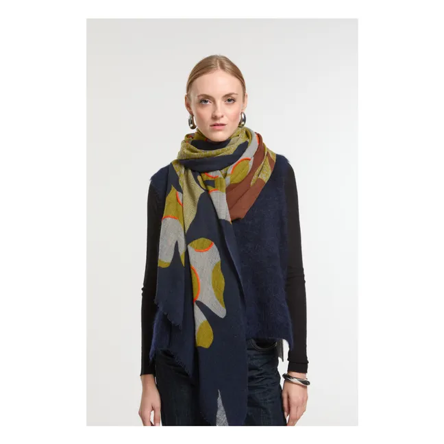 Foulard Eternel Brodée Laine | Bleu marine