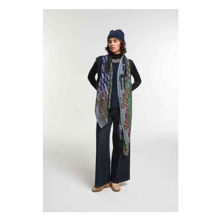 Foulard Saccade Laine | Bleu gris- Image produit n°2