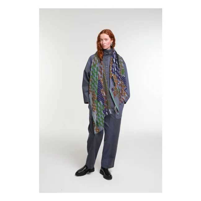 Saccade Wool Scarf | Grey blue