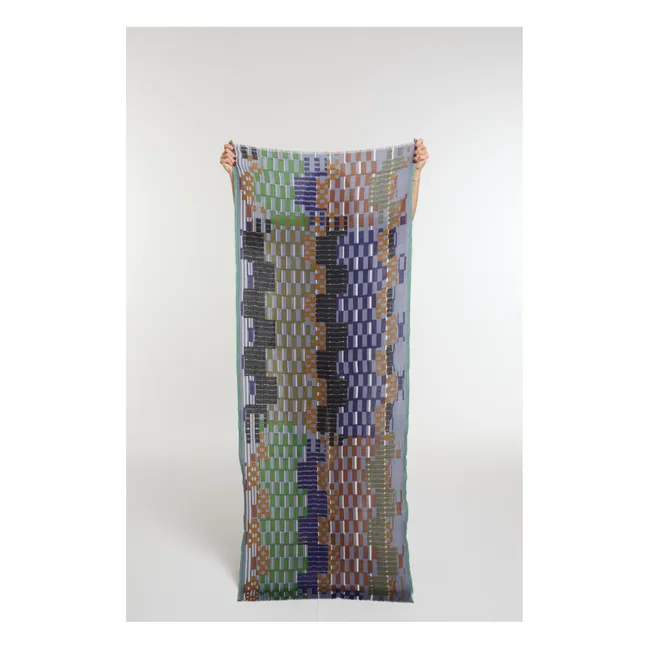 Bufanda de lana Saccade | Azul Gris