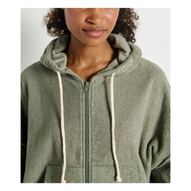 Sweat Zippé Bobypark Coton Bio | Vert argile