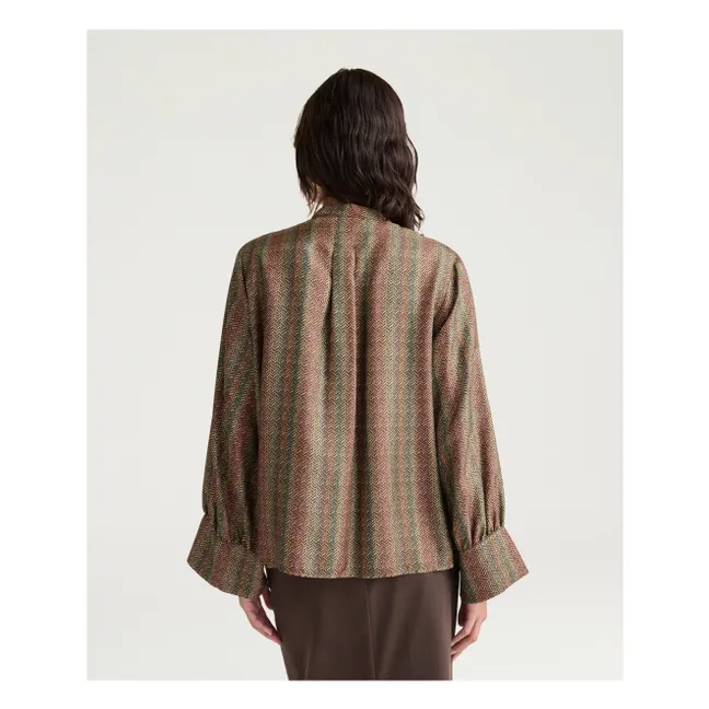 Camisa de seda estampada Arles | Marrón