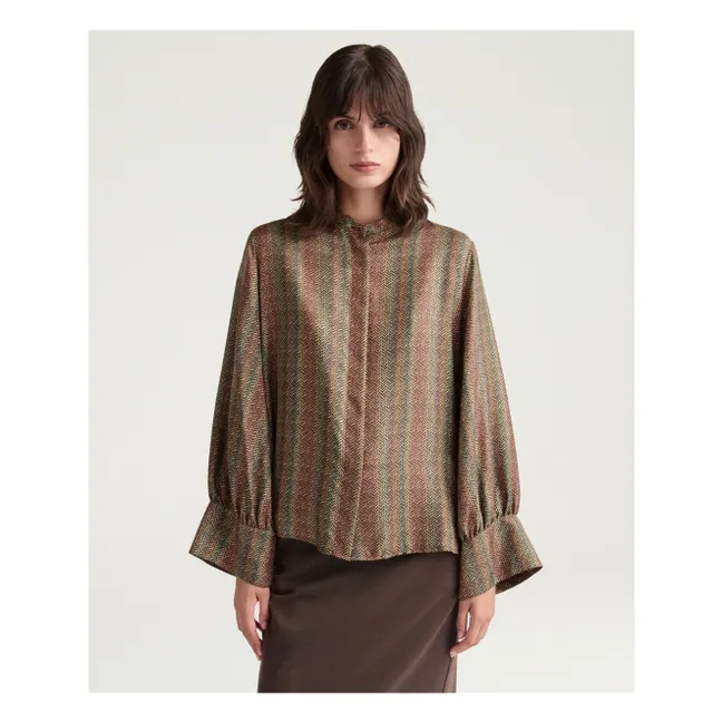 Camisa de seda estampada Arles | Marrón