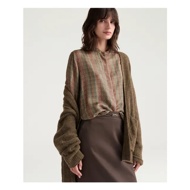 Camisa de seda estampada Arles | Marrón