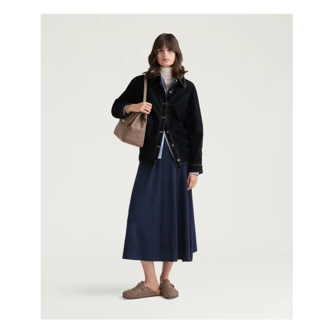 Falda de lana Merino Isla | Azul Noche