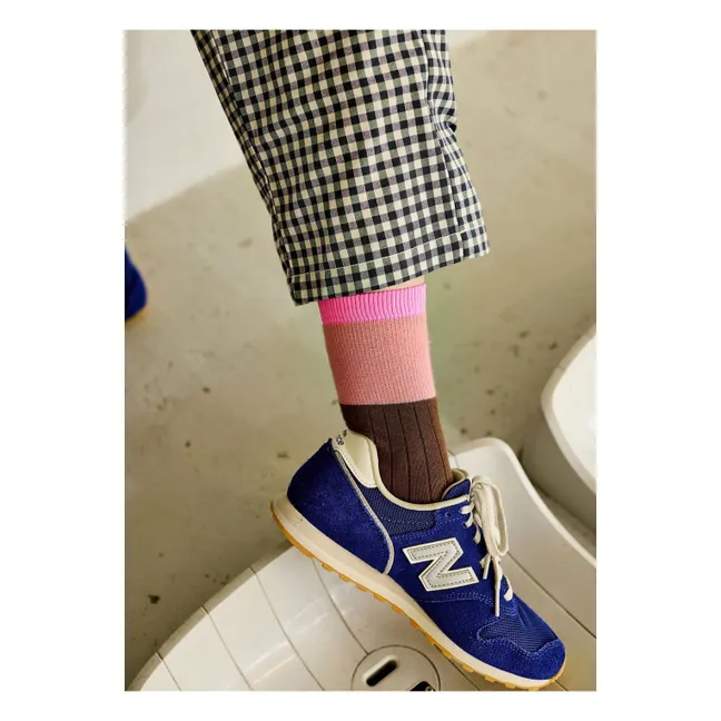 Chaussettes Côtelées Rayées | Marron