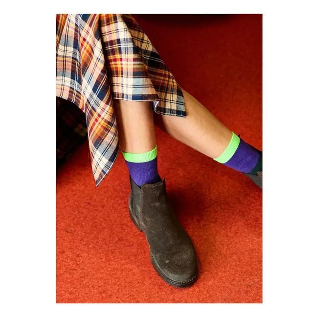 Chaussettes Côtelées Rayées | Vert forêt