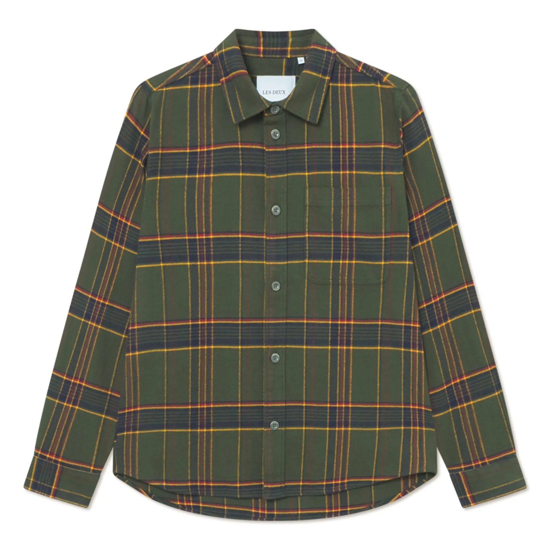 Les Deux Dark Khaki Lennon Checkered Overshirt