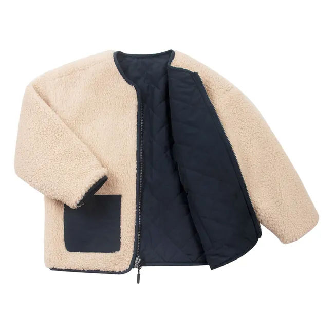 Veste Réversible Façon Sherpa Sleeping Lion | Beige