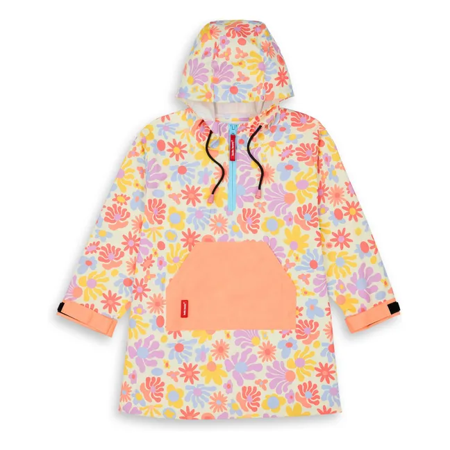 Retro Flowers rain poncho | Pink