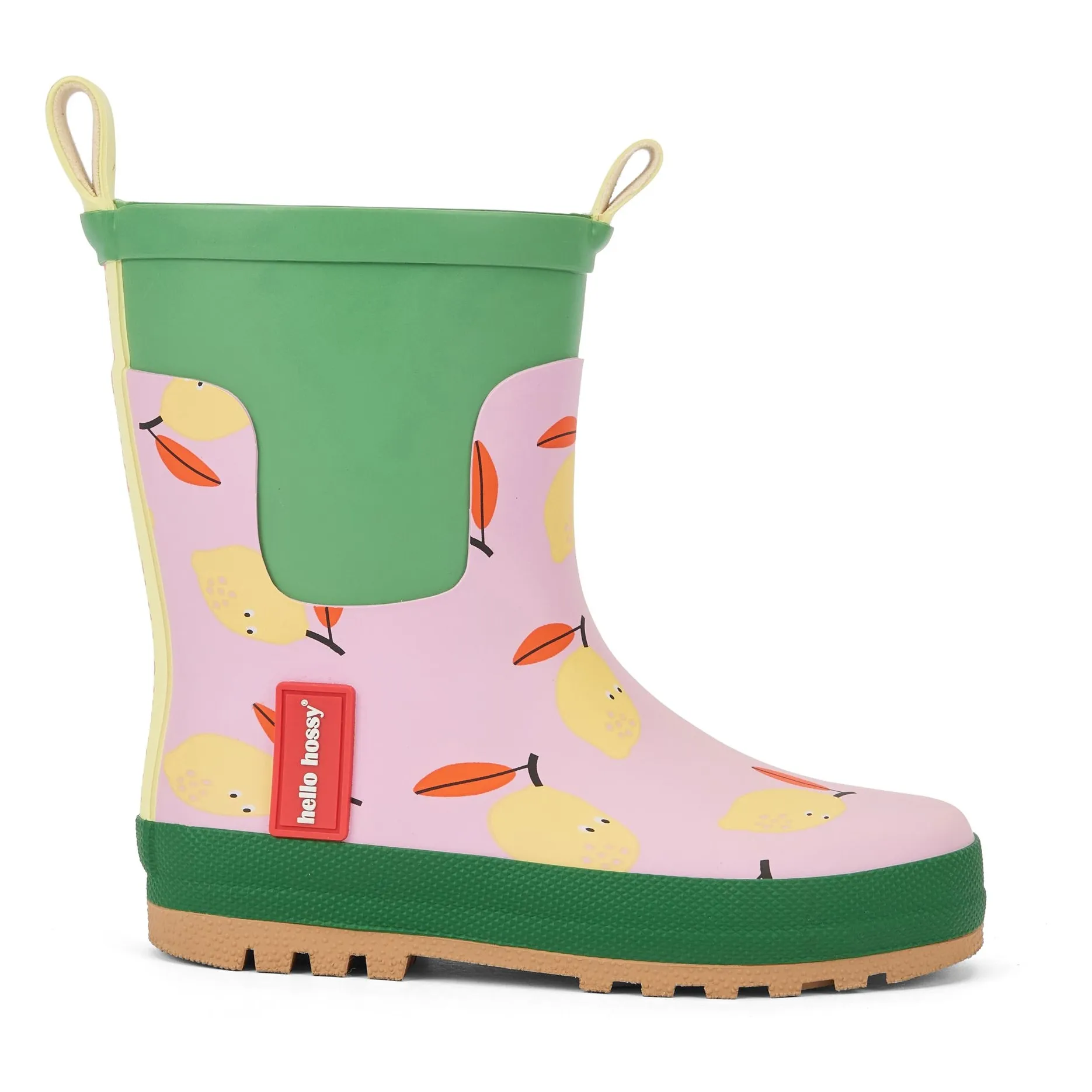 Hello Hossy Pale Pink Lemony Rain Boots
