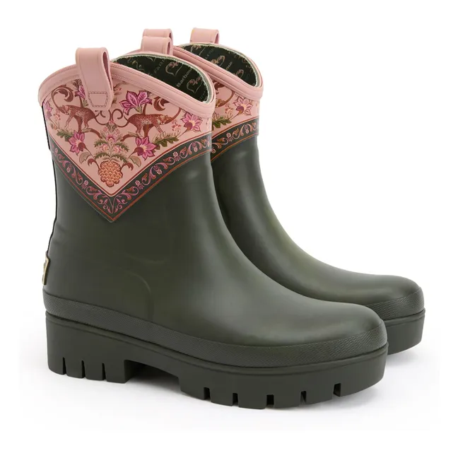 Barbour x Farm Rio Zusammenarbeit - Thais Gummistiefel kurz | Grün