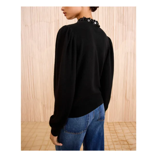 Kalani Embroidered Cashmere Sweater | Black