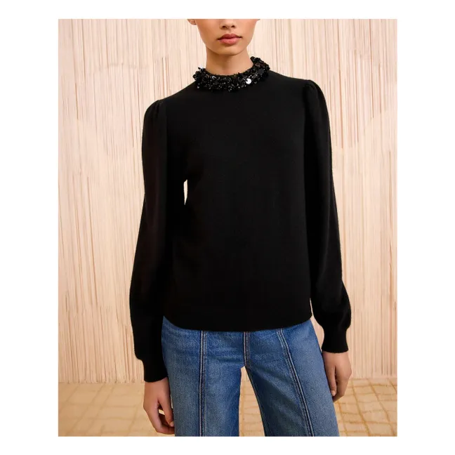 Pull Kalani Brodée Cachemire | Noir