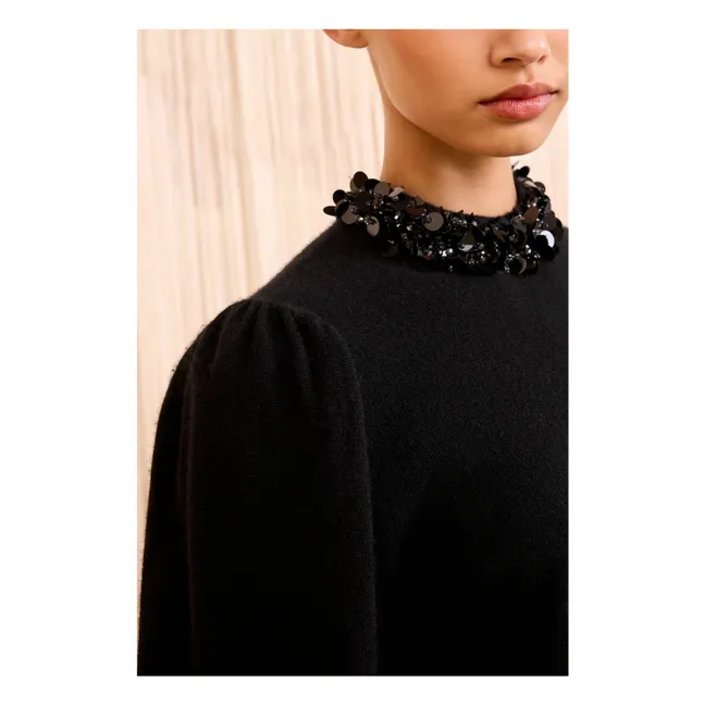 Kalani Embroidered Cashmere Sweater | Black