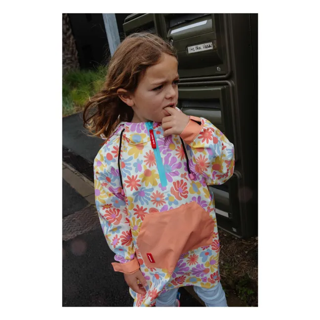 Retro Flowers rain poncho | Pink