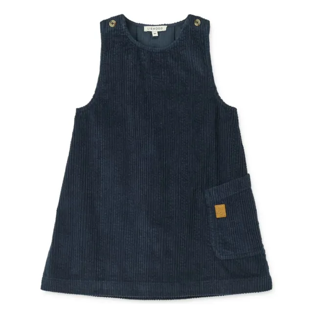 Robe Annamay Velours Côtelé Coton Bio | Bleu marine