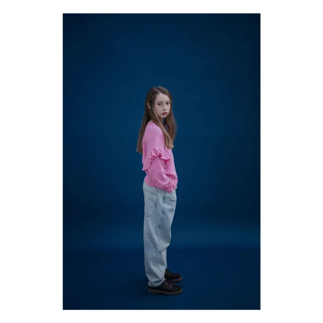 T-shirt Ruffle Coton Bio | Rose