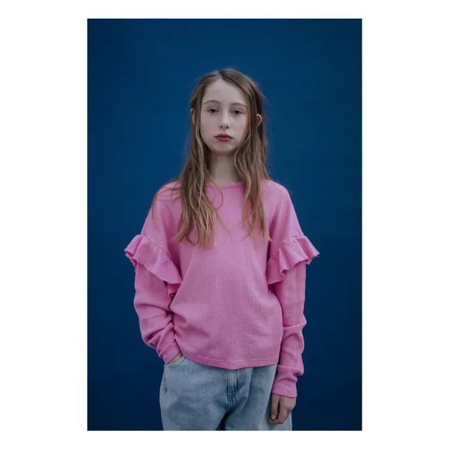 T-shirt Ruffle Coton Bio | Rose