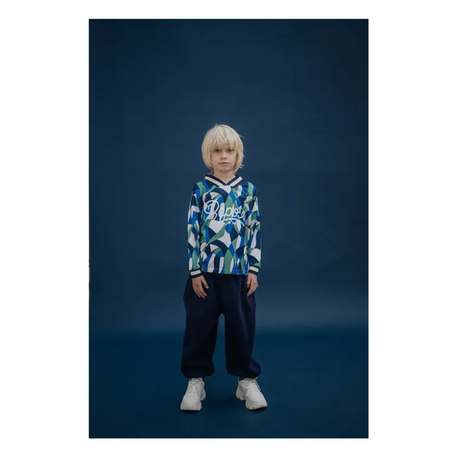 Camiseta con cuello de pico Fibras recicladas | Azul