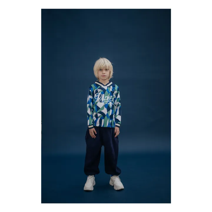 Camiseta con cuello de pico Fibras recicladas | Azul- Imagen del producto n°2