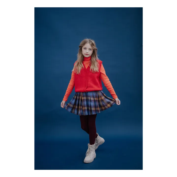 Jupe Plissée Carreaux | Bleu- Image produit n°1