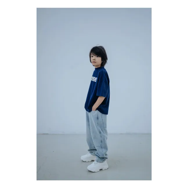 T-shirt Boxy Coton Bio | Bleu marine