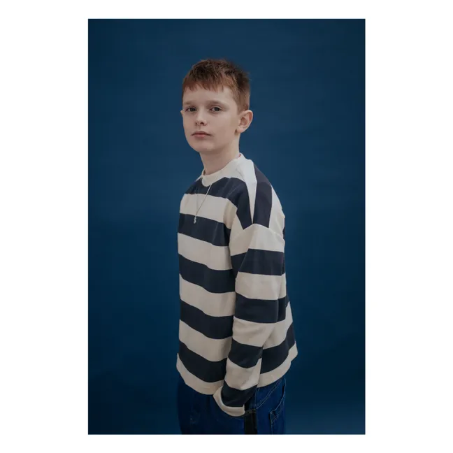 Sudadera de rayas de algodón orgánico | Beige