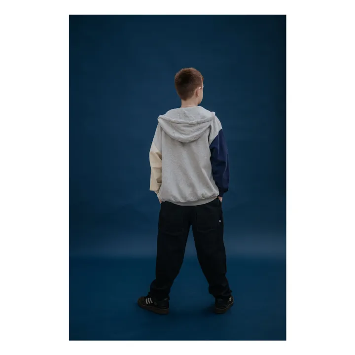 Sweat Zippé Tricolore Coton Bio | Gris- Image produit n°6