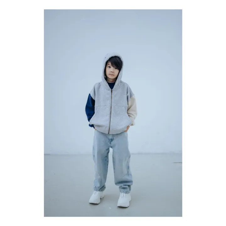 Sweat Zippé Tricolore Coton Bio | Gris- Image produit n°3