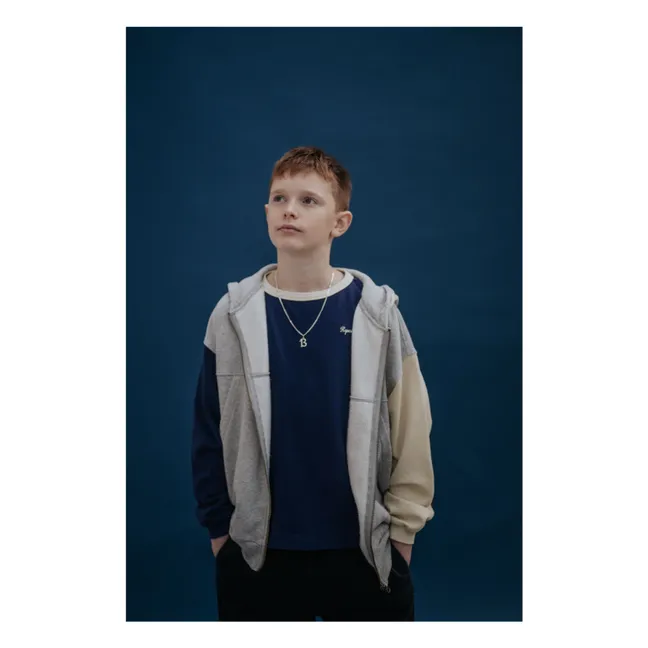 Sweat Zippé Tricolore Coton Bio | Gris