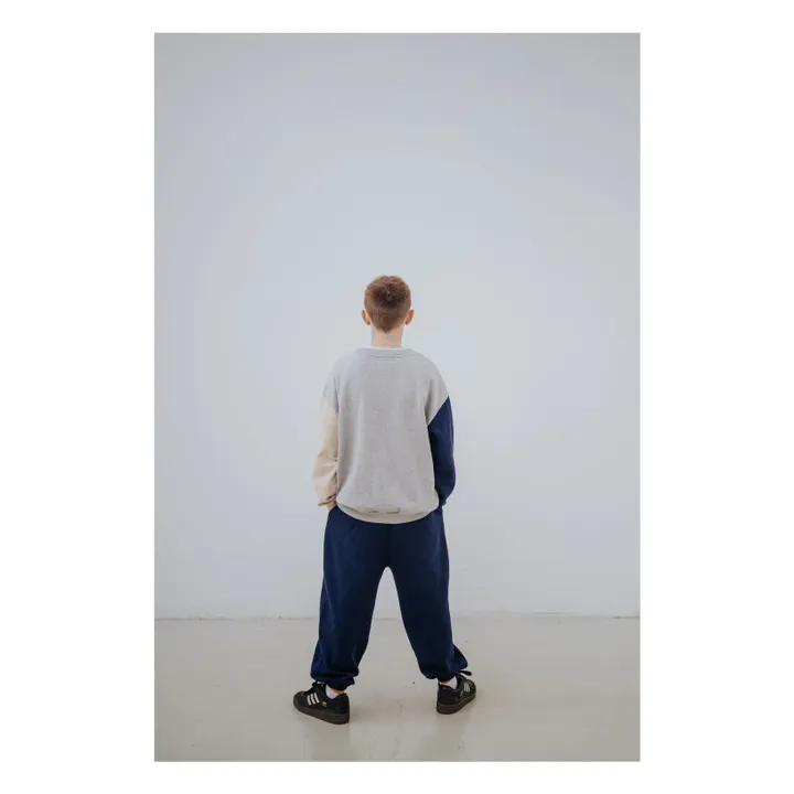 Sudadera tricolor de algodón orgánico Cozydrop | Gris- Imagen del producto n°4