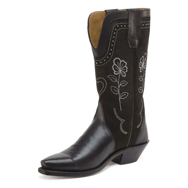 Santiags Haily Borchie in pelle scamosciata | Nero