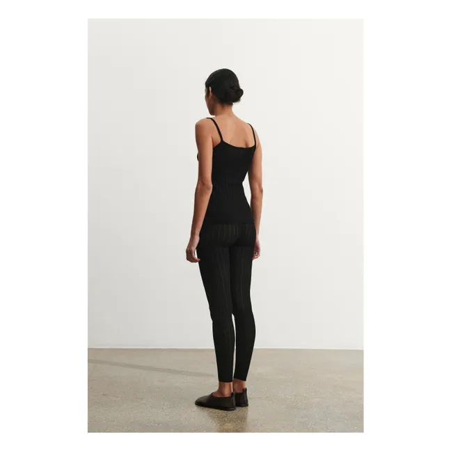 Legging Pointelle Laine Mérinos - Collection Femme | Noir