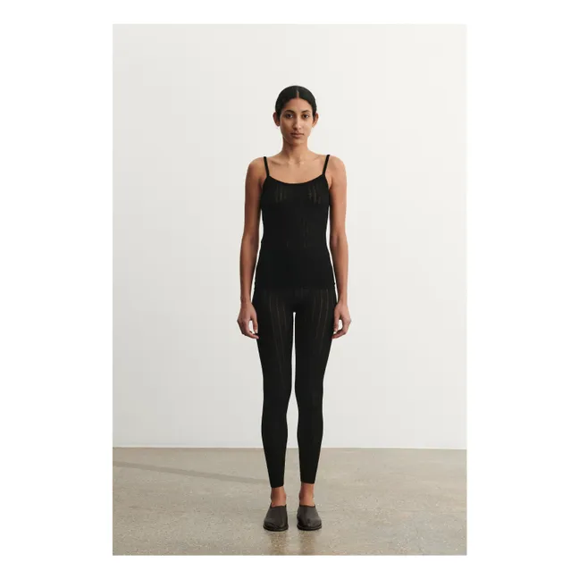 Legging Pointelle Laine Mérinos - Collection Femme | Noir