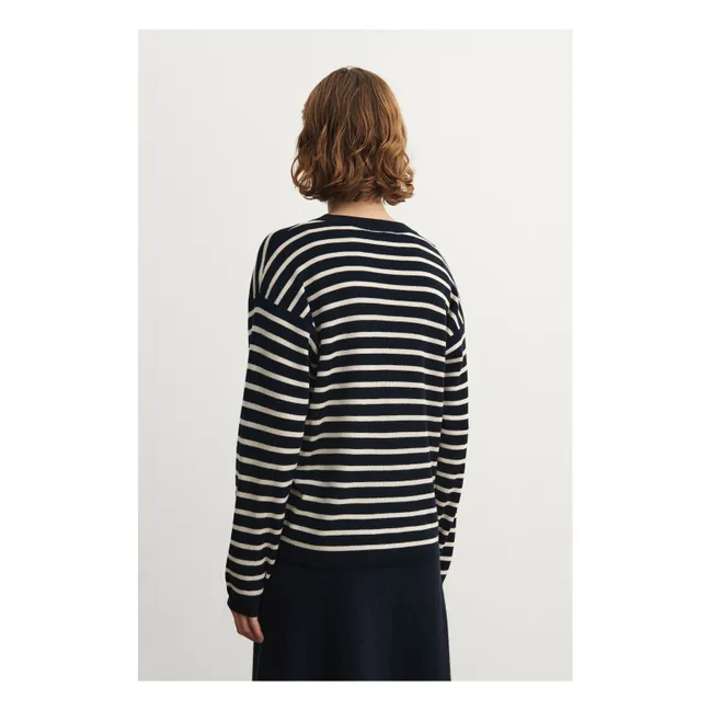 Pull Rayé Laine Mérinos - Collection Femme | Ecru