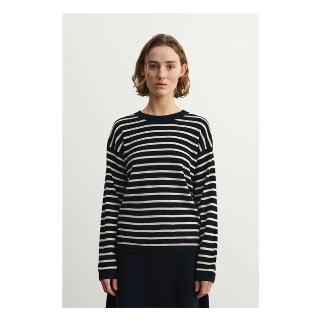 Pull Rayé Laine Mérinos - Collection Femme | Ecru