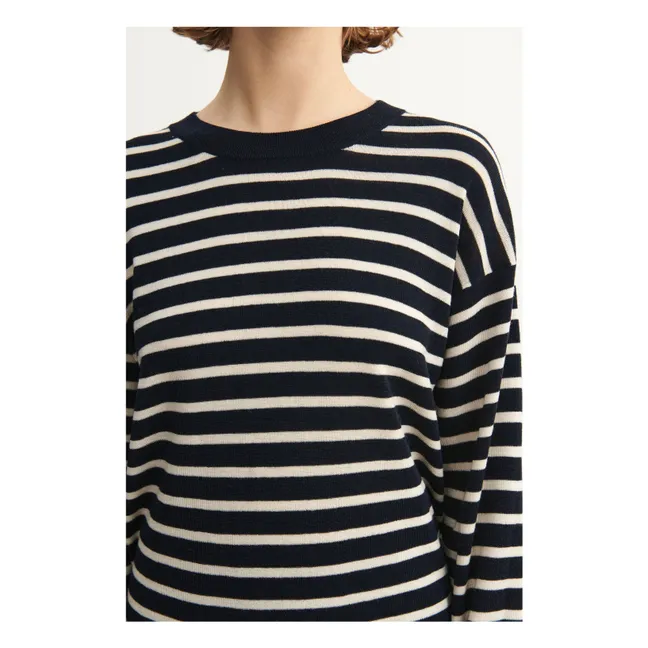 Pull Rayé Laine Mérinos - Collection Femme | Ecru