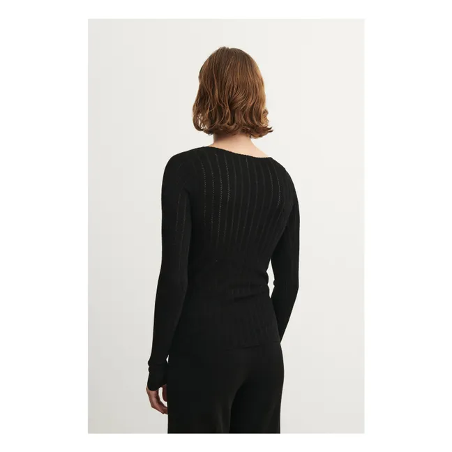 Calzoncillos de lana merina Pointelle - Colección Mujer | Negro