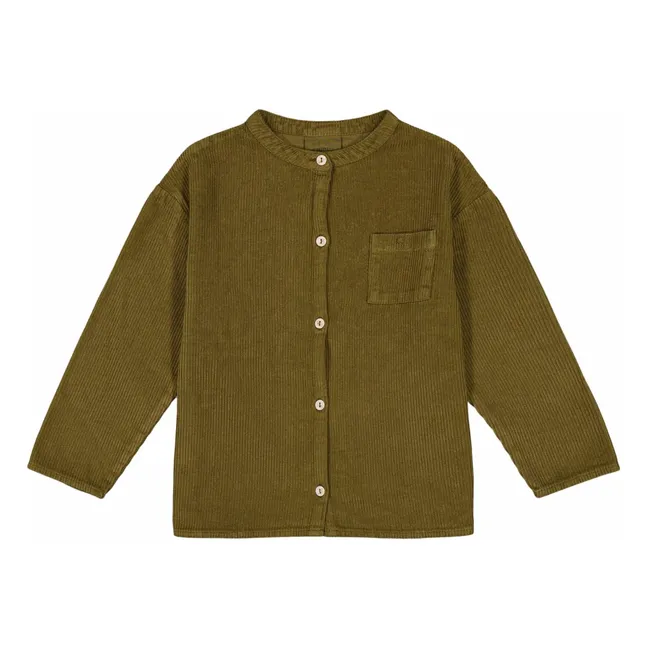 Camisa Jim Corduroy de algodón orgánico | Verde Kaki