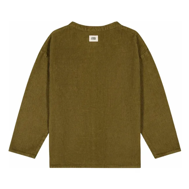 Chemise Jim Velours Côtelé Coton Bio | Vert kaki